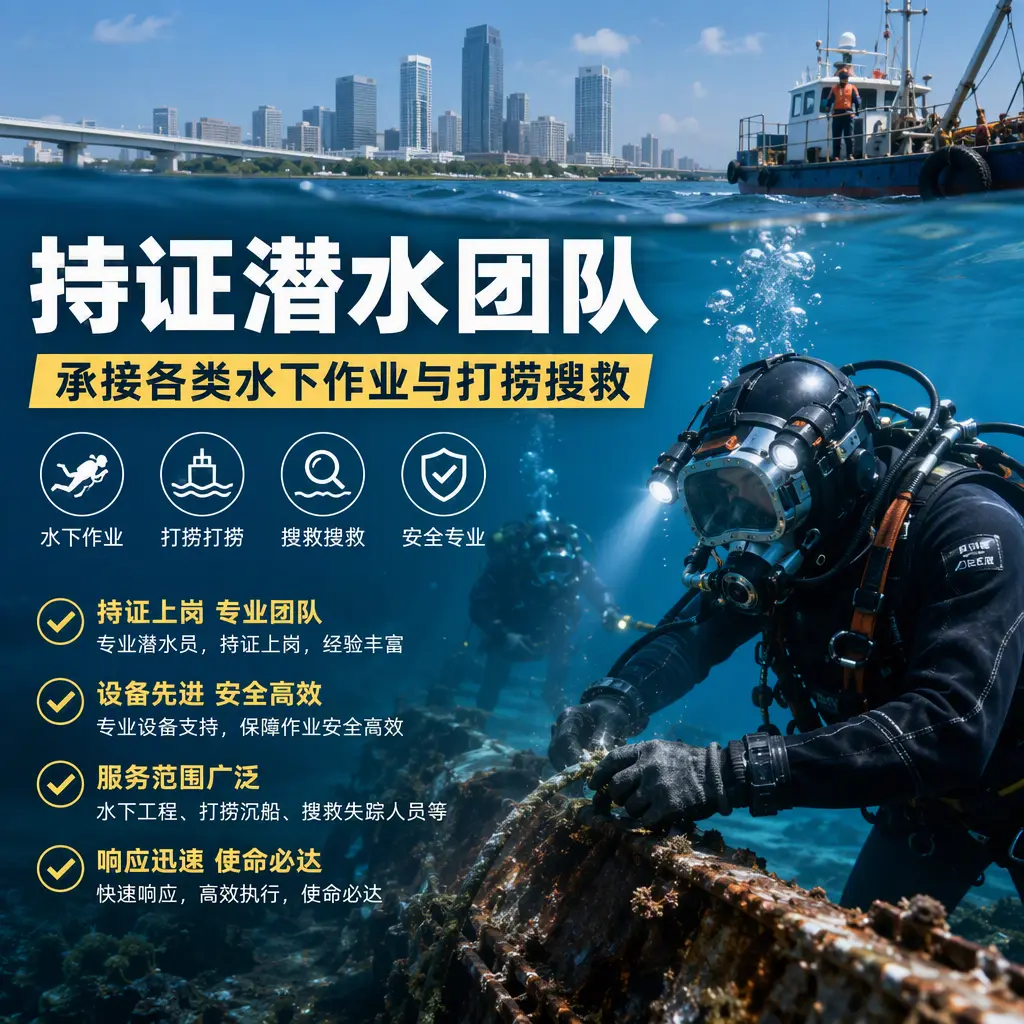 持证潜水团队，承接各类水下作业与打捞搜救珙县