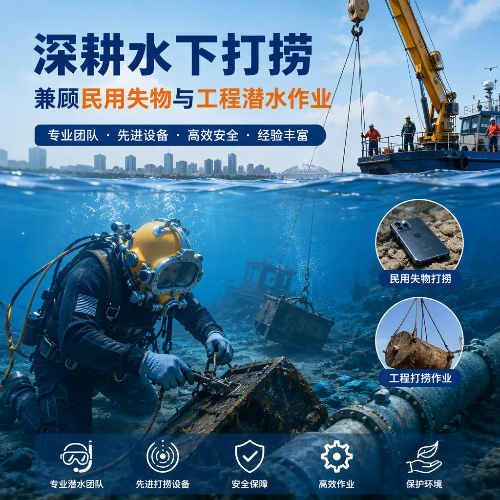 深耕水下打捞，兼顾民用失物与工程潜水作业珙县