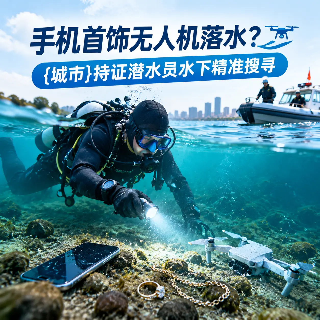 手机首饰无人机落水？珙县持证潜水员水下精准搜寻