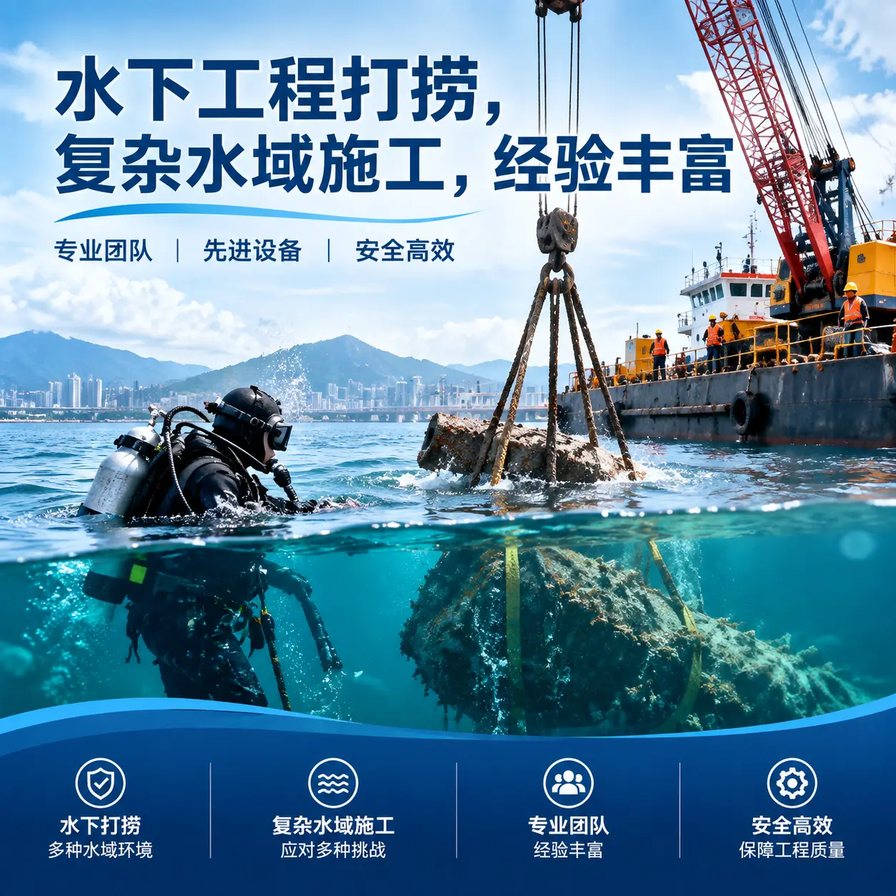 水下工程打捞，复杂水域施工，经验丰富珙县